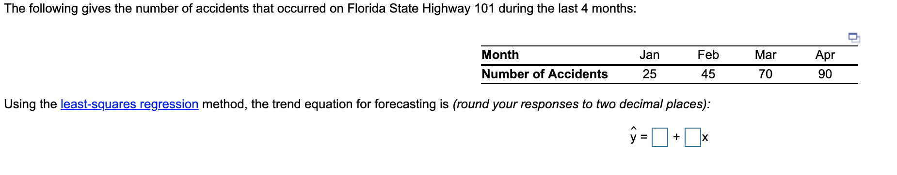 The following gives the number of accidents that
