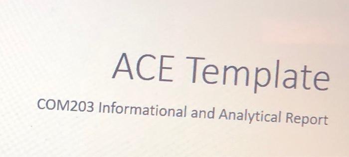 Informational and Analytical Report Assignment: