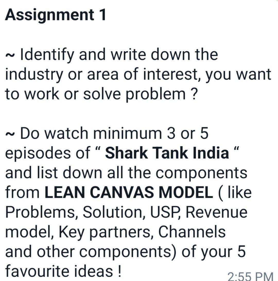 Assignment 1 Identify and write down the industry