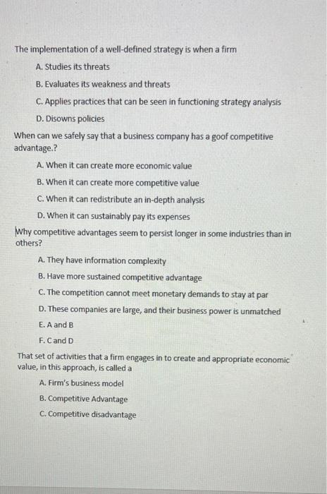 please answer the following T/F & MC The IE