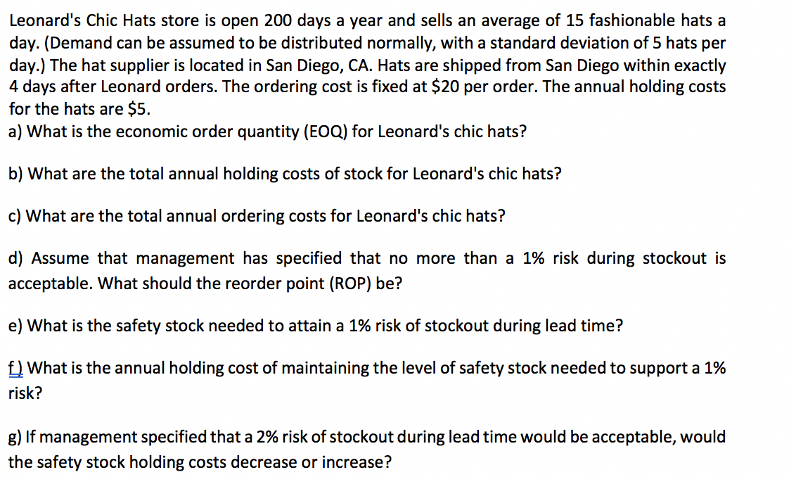 Leonard's Chic Hats store is open 200 days a year
