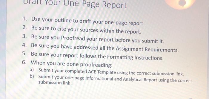 Informational and Analytical Report Assignment: