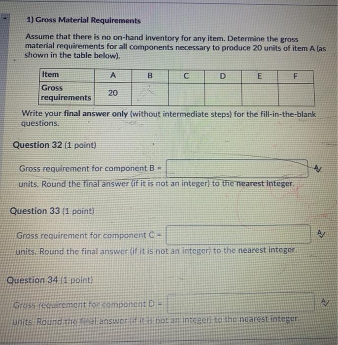 (Chapter 14) Gross Material Requirements Plan The