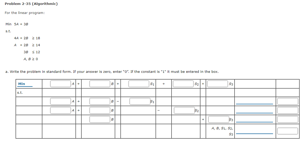 Problem 2-35 (Algorithmic) For the linear