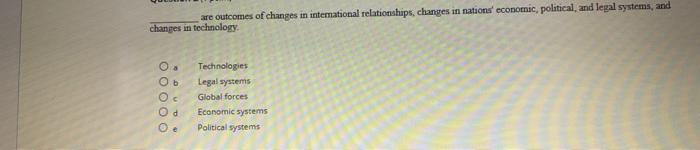 are outcomes of changes in international