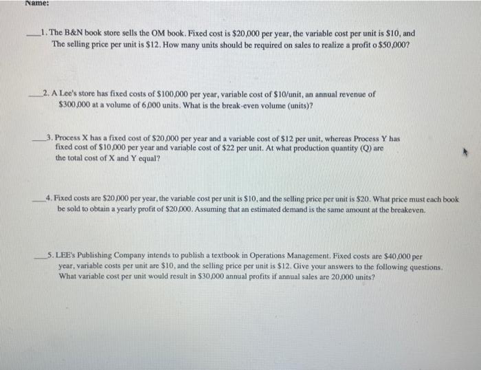 Please solve questions 1-5 and provide work ! 1.