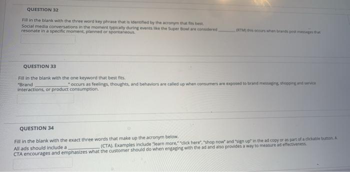 please help QUESTION 32 Fill in the blank with