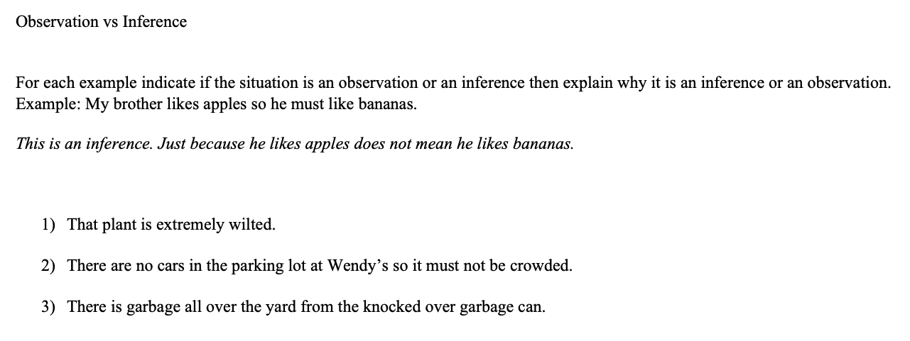 Question: For each example indicate if the