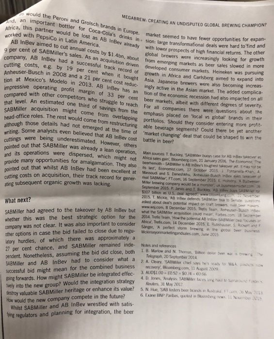 Create an ANSOFF MATRIX case: Megabrew: creating