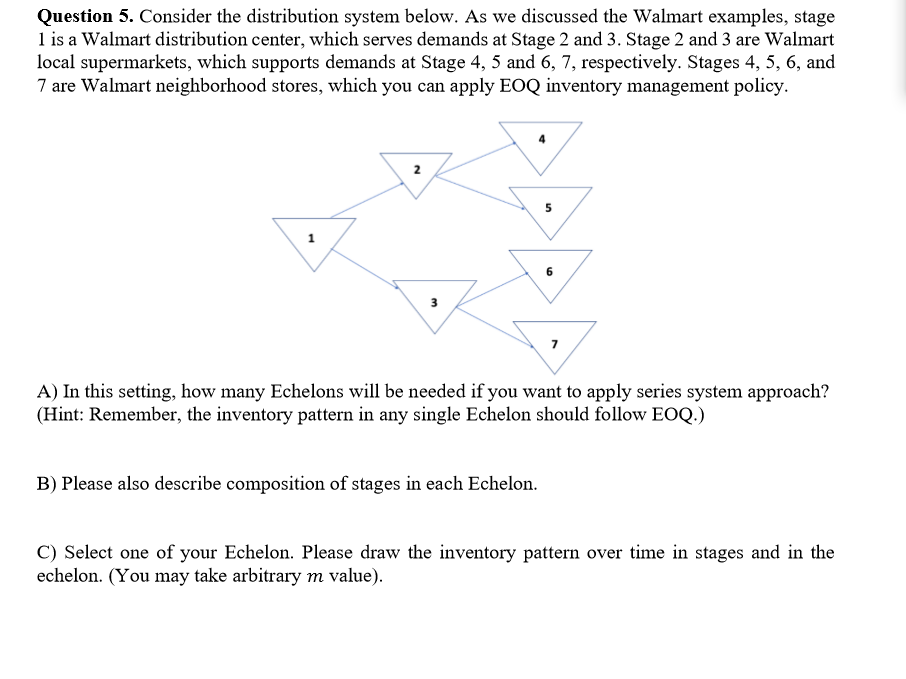 Question 5. Consider the distribution system