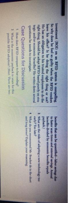 benefits that can be quantified-labor savings due