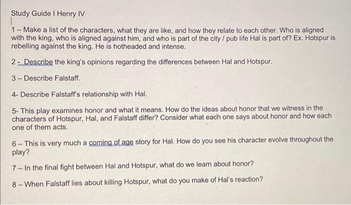 please answer these questions from the play I