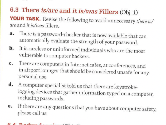 6.3 There is/are and it is/was Fillers (Obj. 1)
