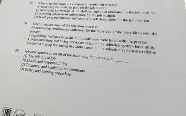 R 18. What is the first stage in a company's