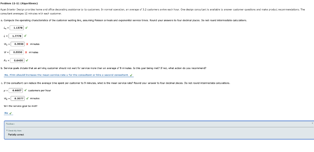 I really need help with Wq and W!!! Problem 11-11