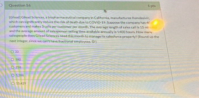 Question 56 1 pts (Gilead] Gilead Sciences, a