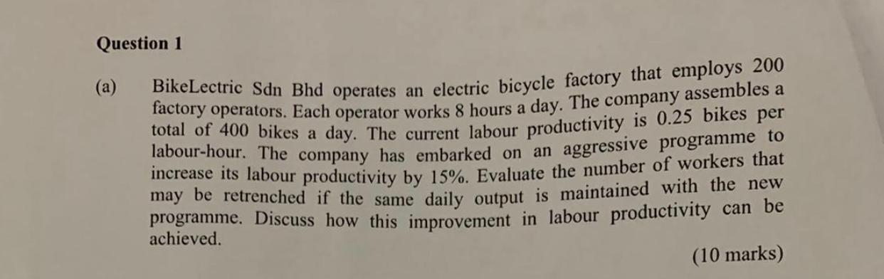 BikeLectric Sdn Bhd operates an electric bicycle