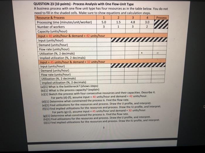 PLEASE show work 3.0 QUESTION 23 (10 points) -