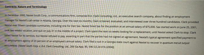 on Contracts Nature and Terminology In December