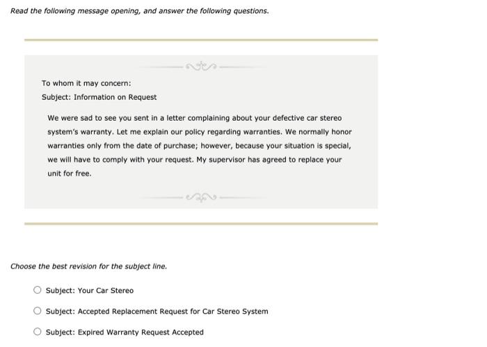 4. Adjustment Messages When you respond favorably