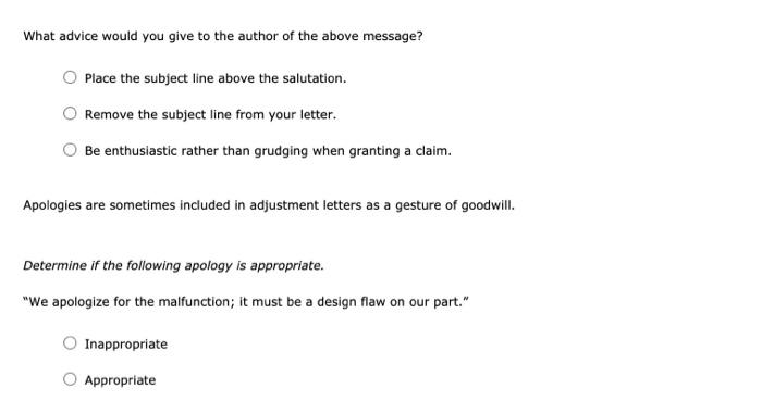 4. Adjustment Messages When you respond favorably