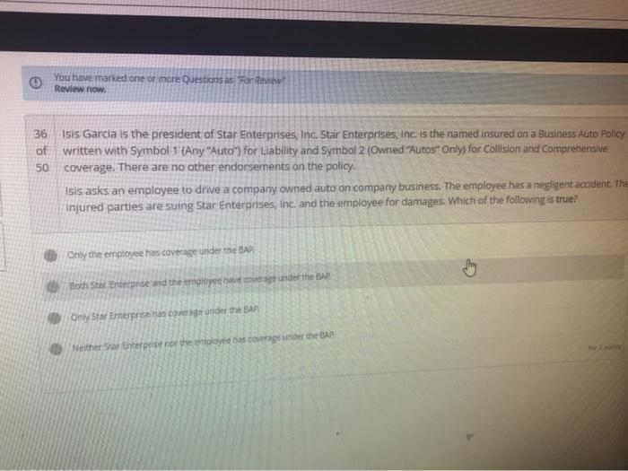 You have marked one or more Questions as "For