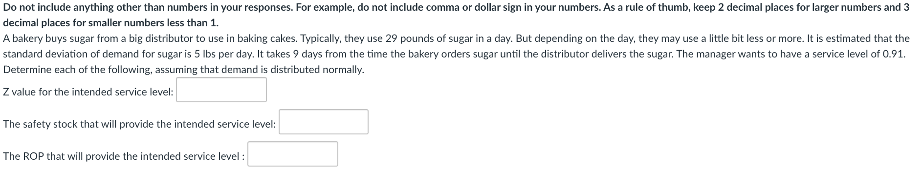 Do not include anything other than numbers in