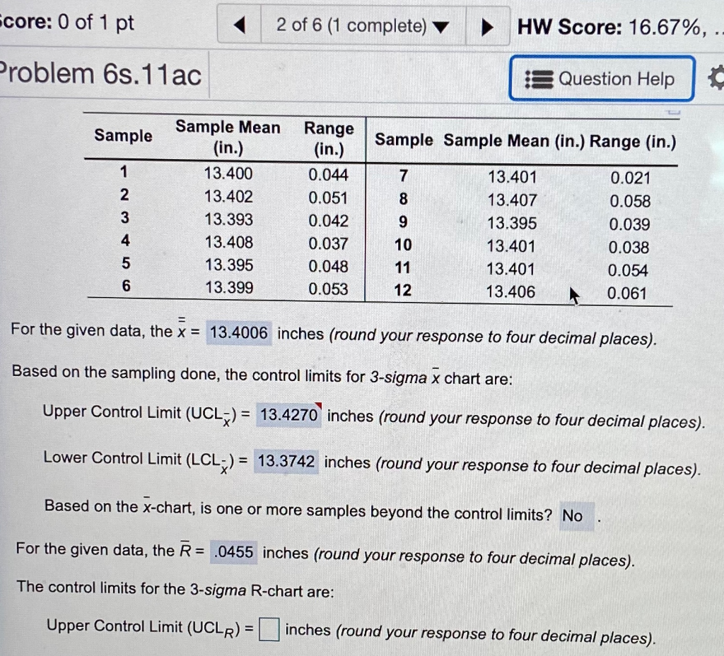 What is the UCLr What is the LCLr Both in inches