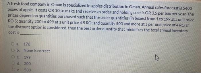 A fresh food company in Oman is specialized in