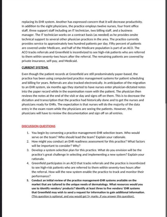 3. Develop a system selection plan for this