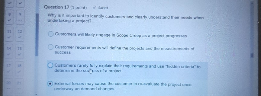 > 00 . Question 17 (1 point) Saved Why is it