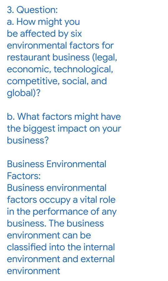 3. Question: a. How might you be affected by six