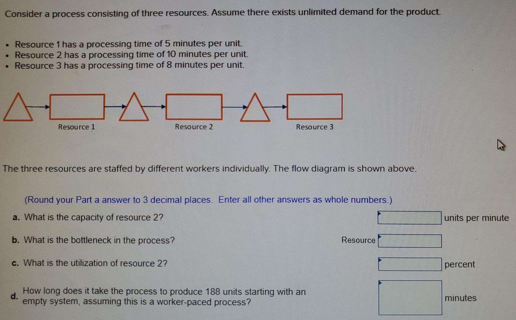 Consider a process consisting of three resources.