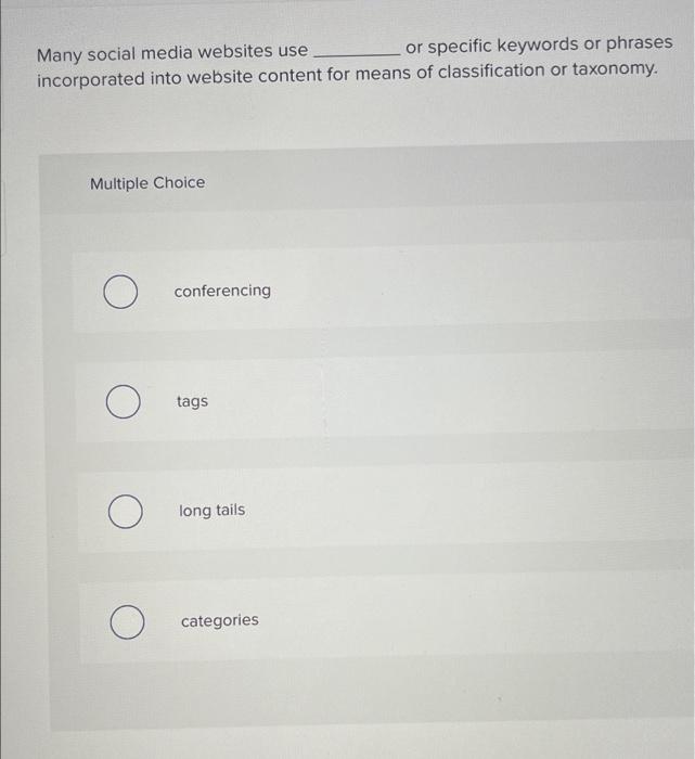 many social media websites use ___ or specific