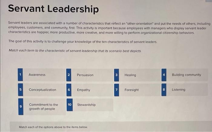 Servant Leadership Servant leaders are associated
