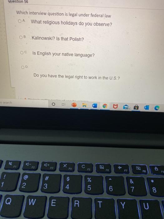 please urgent help Question 56 Which interview