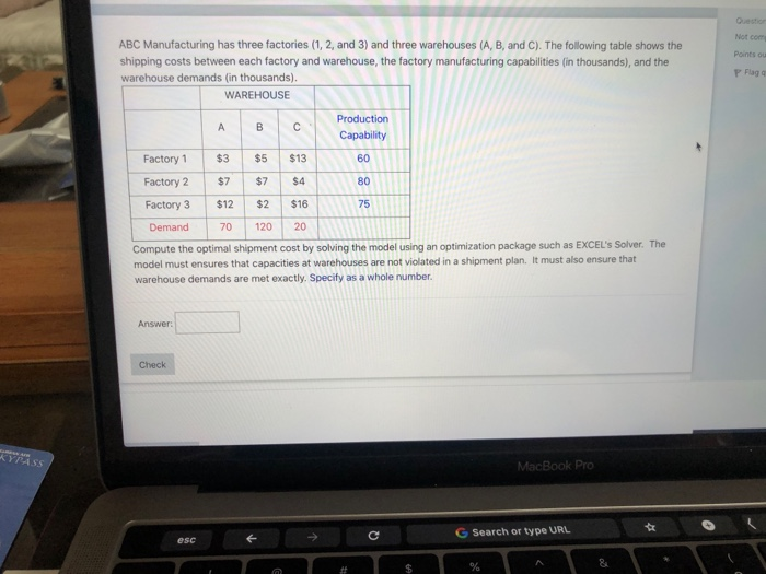 YASS Not com Points ou ABC Manufacturing has