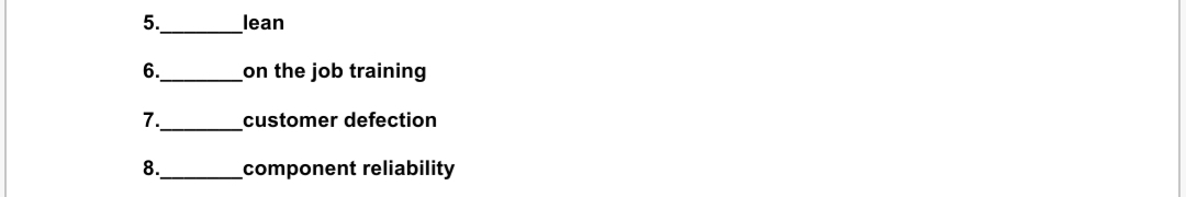 Match the verbiage with the meaning of the