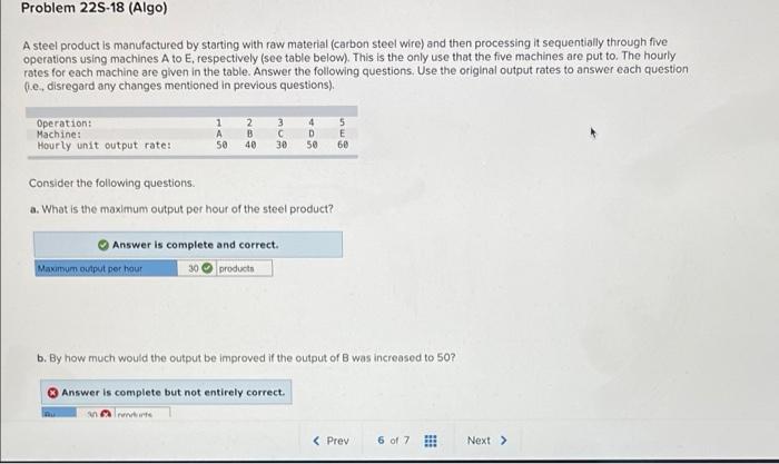 Problem 22S-18 (Algo) A steel product is