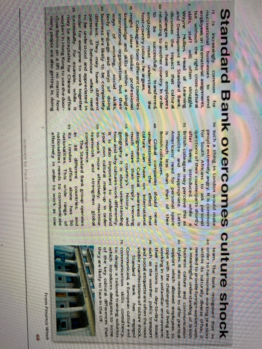 Standard Bank overcomes culture shock fo It is