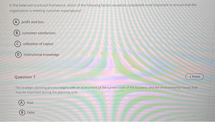 in the balanced Scorecard framework, which of the