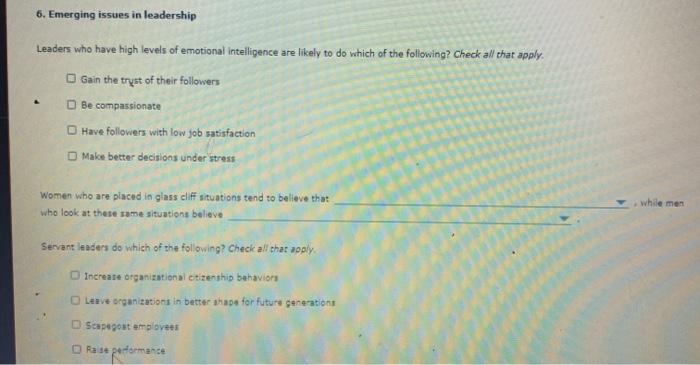 organizational behavior 6. Emerging issues in