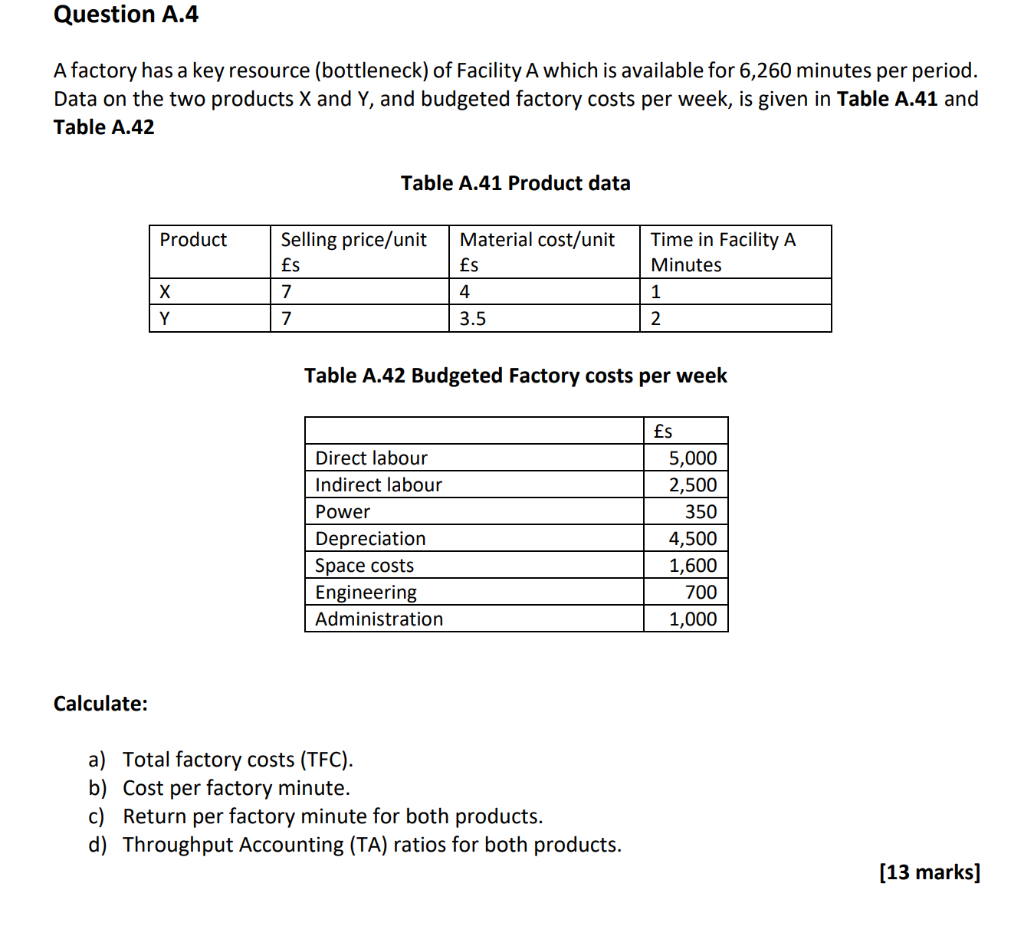Question A.4 A factory has a key resource