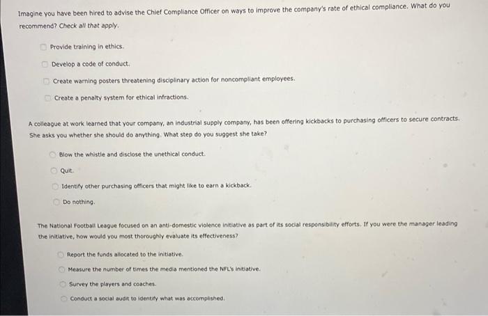 Imagine you have been hired to advise the Chief