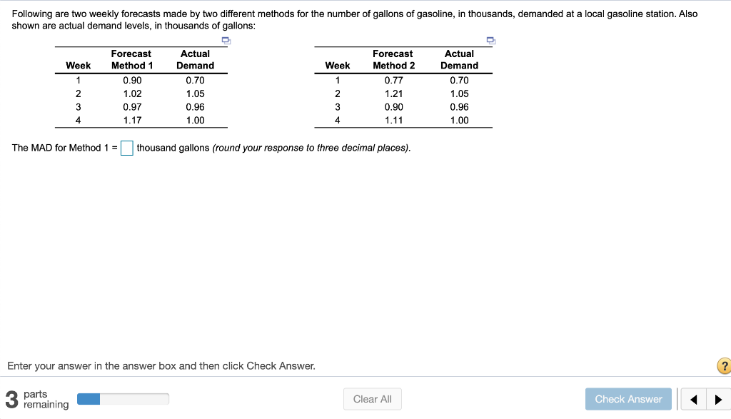 Following are two weekly forecasts made by two