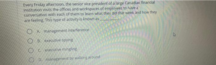 Every Friday afternoon, the senior vice president