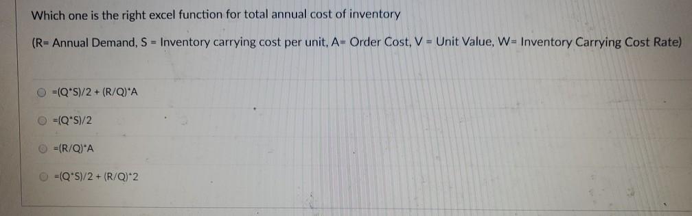 Which one is the right excel function for total