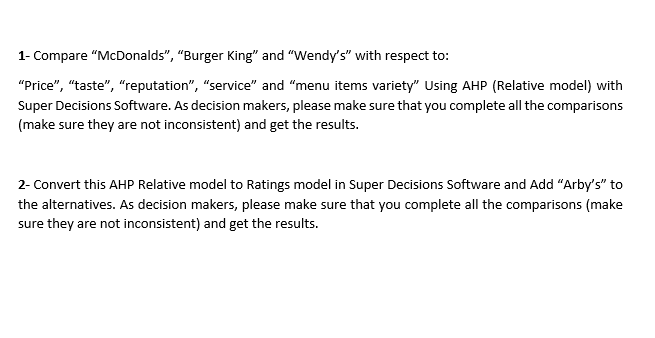 1- Compare "McDonalds", "Burger King" and