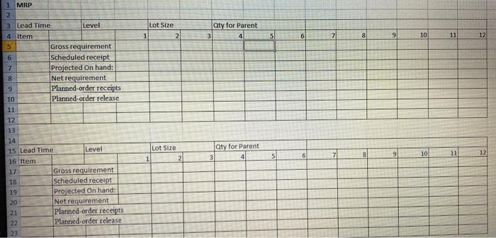 with the attached MRP sheets complete the mrp