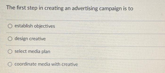 The first step in creating an advertising